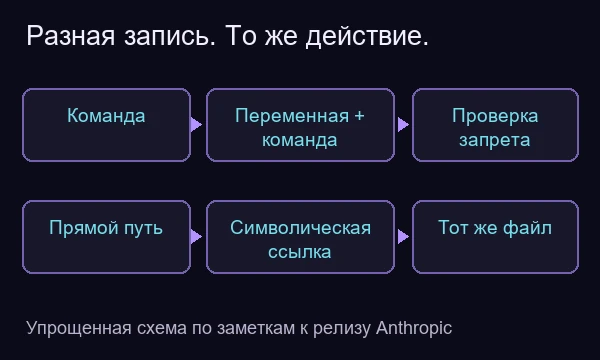 Почему разрешения должны проверять действие и конечный файл, а не только внешнюю запись