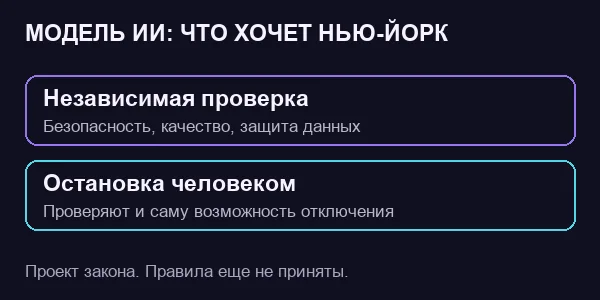 Предлагаемые требования Нью-Йорка: независимая проверка модели и возможность ее остановить человеком